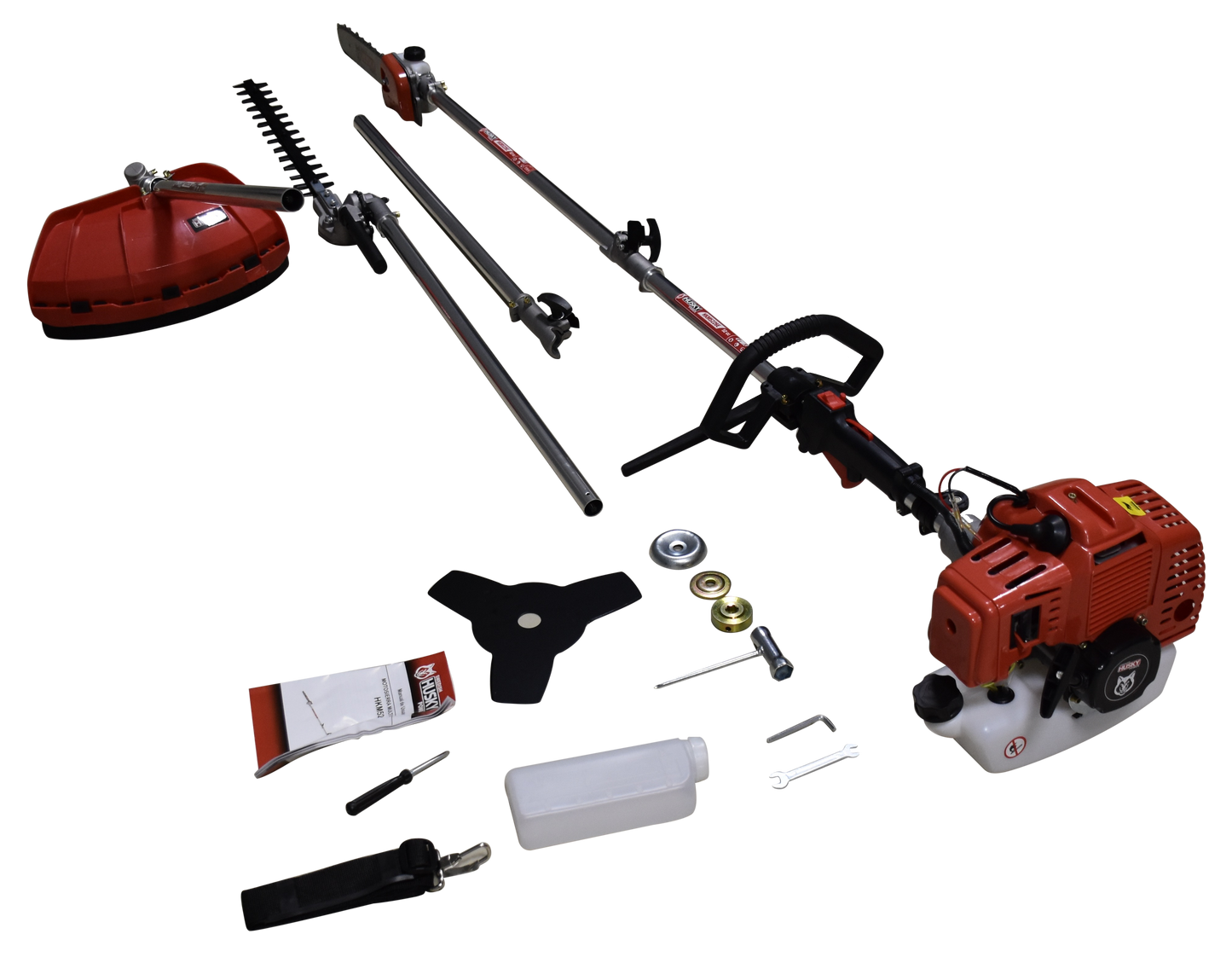 Desbrozadora Desmalezadora Motosierra Cortasetos Multifuncional Con Extension 2 Tiempos 52cc 2.5Hp Husky HKM5226E