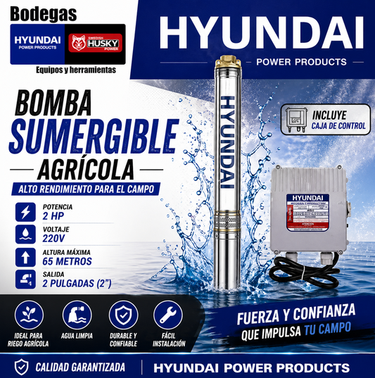 Bomba de agua sumergible Hyundai 2hp, 220v para pozo