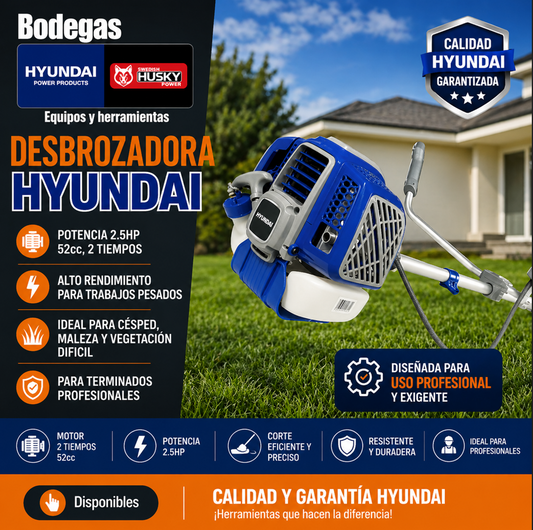 Desmalezadora Profesional Hyundai 52cc C/cabezal Y Cuchilla - Hyh52xt